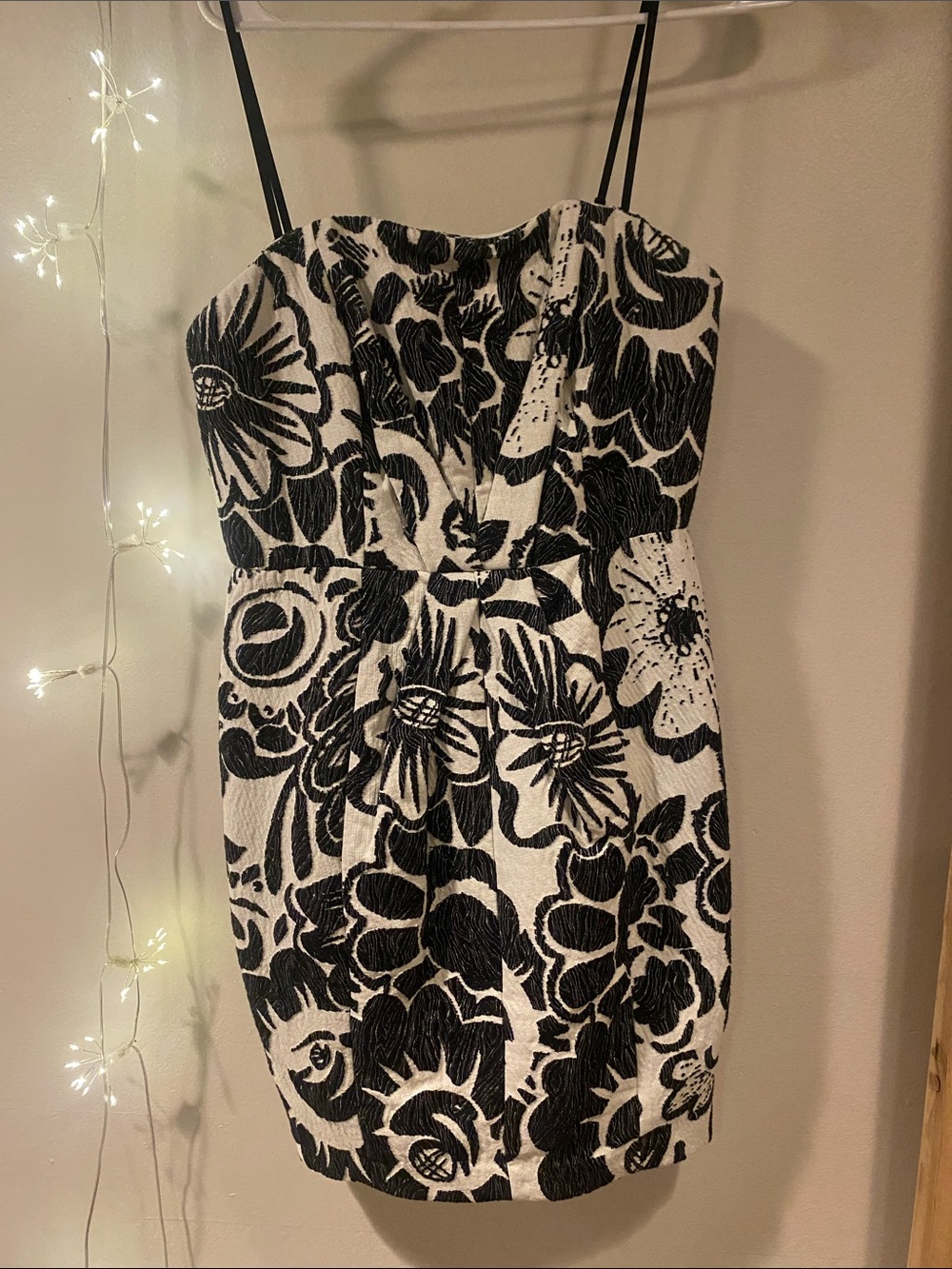 Tracy Reese Black and White Floral Strapless Mini Dress
